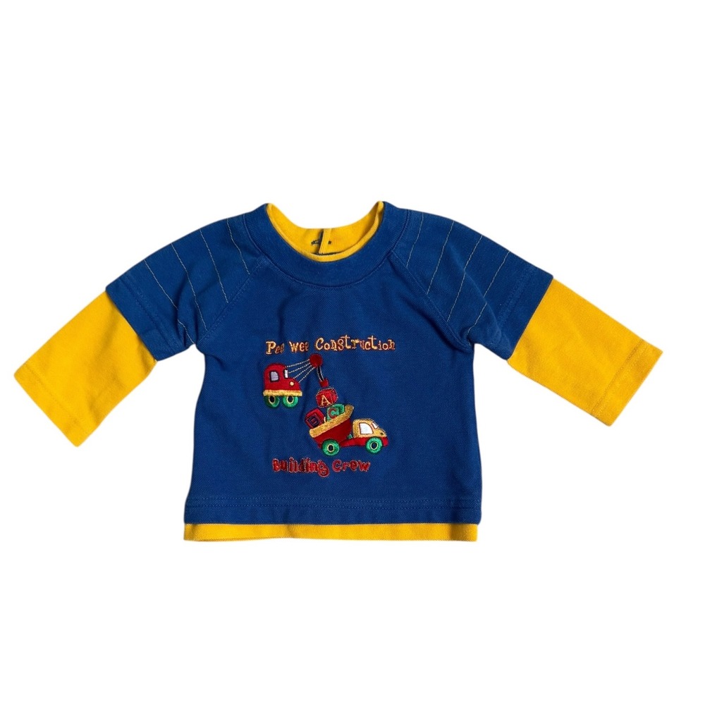 Fisher Price Vintage Baby Long‎ Sleeve Construction Truck Shirt Size 3/6 Months